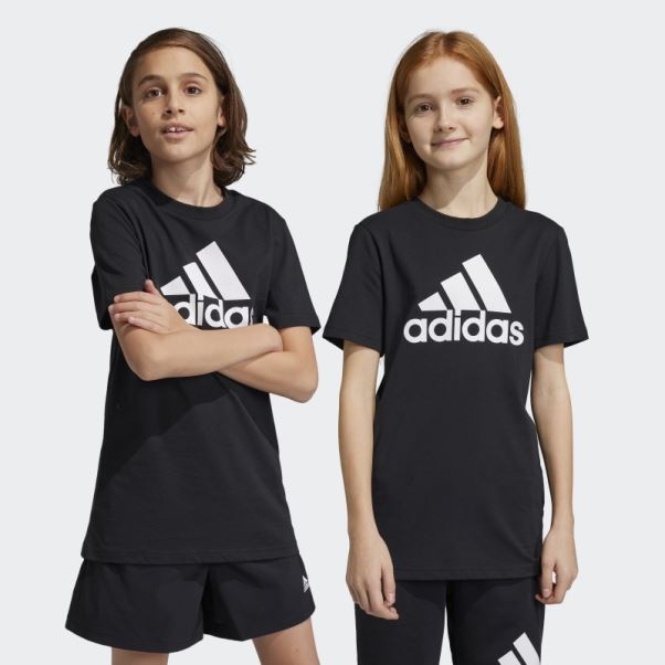 T-shirt Slim En Coton à Gros Logo Adidas Essentials Noir