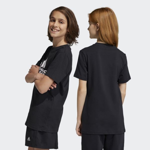 T-shirt Slim En Coton à Gros Logo Adidas Essentials Noir