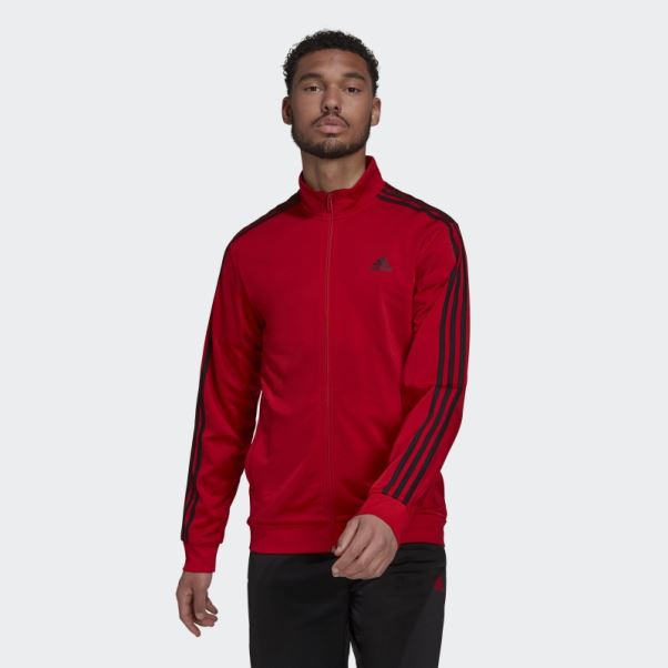 Veste De Survêtement Essentials Warm-up à 3 Bandes Adidas écarlate