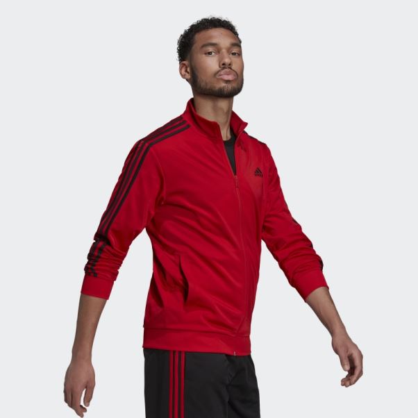 Veste De Survêtement Essentials Warm-up à 3 Bandes Adidas écarlate