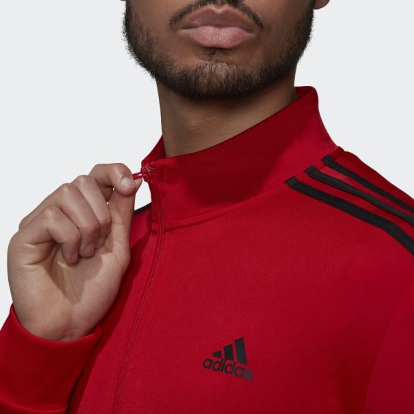 Veste De Survêtement Essentials Warm-up à 3 Bandes Adidas écarlate