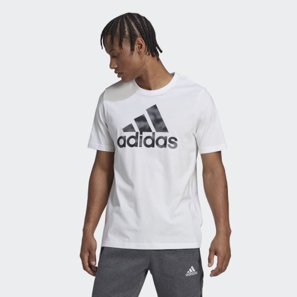 T-shirt Imprimé Camouflage Adidas Essentials Blanc