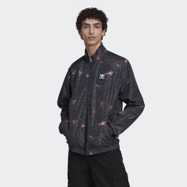 Adidas Rekive Trefoil Haut De Survêtement Imprimé Noir Fashion