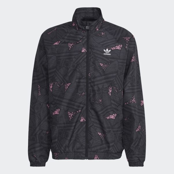 Adidas Rekive Trefoil Haut De Survêtement Imprimé Noir Fashion