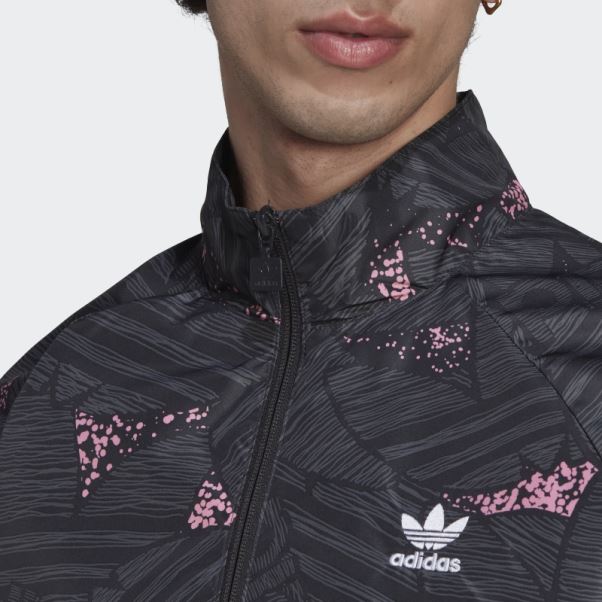 Adidas Rekive Trefoil Haut De Survêtement Imprimé Noir Fashion
