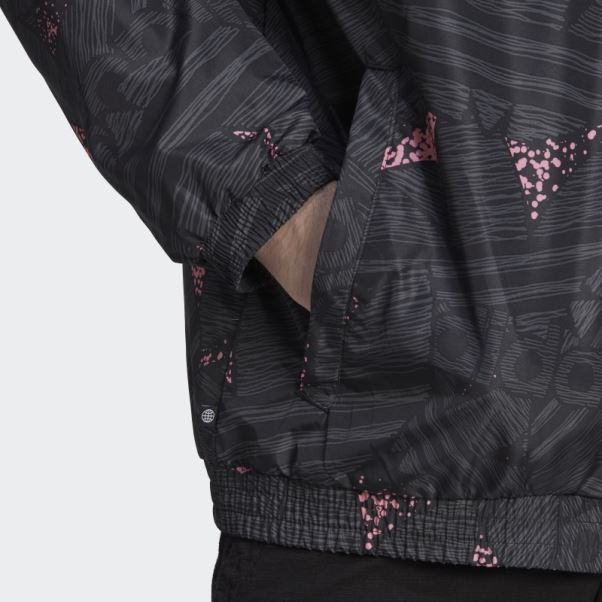 Adidas Rekive Trefoil Haut De Survêtement Imprimé Noir Fashion