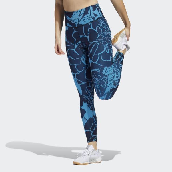 Adidas Legging Optime Superher Training 7/8 Bleu Craft