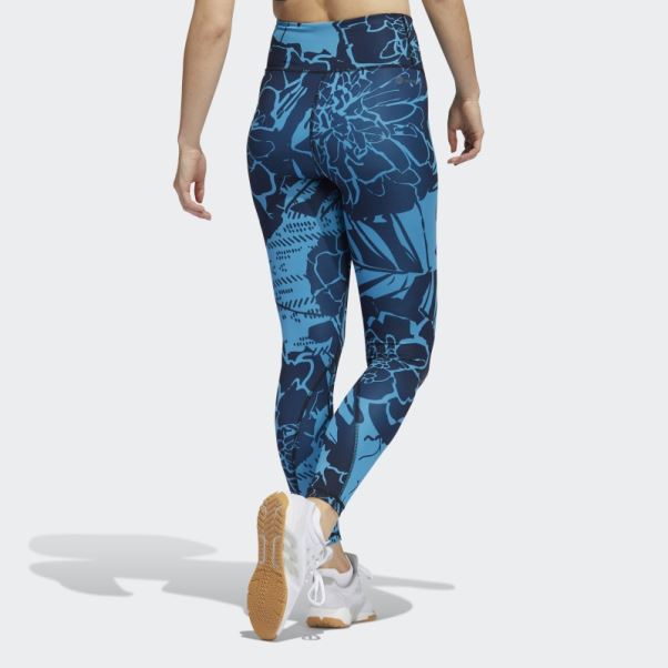 Adidas Legging Optime Superher Training 7/8 Bleu Craft