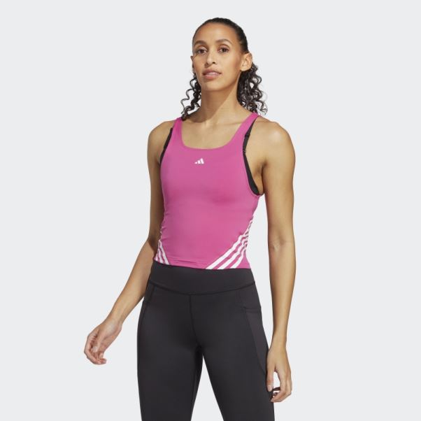 Adidas Train Icons Débardeur 3 Bandes Fuchsia