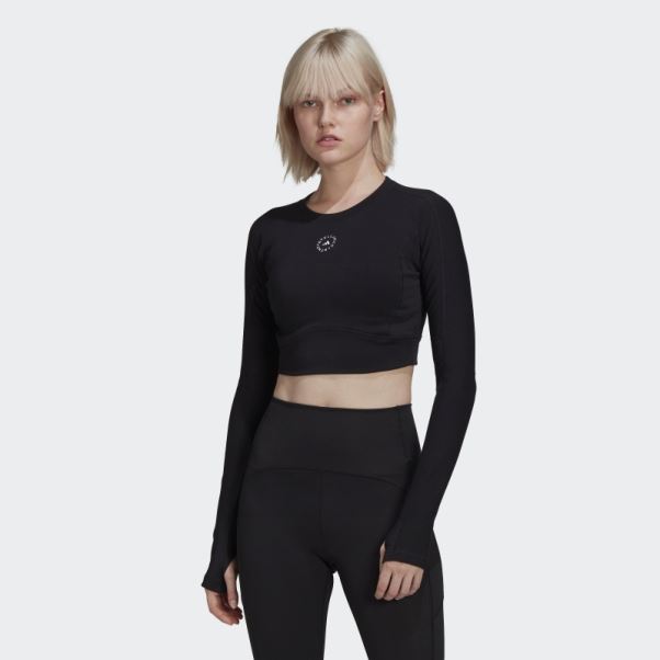 Adidas By Stella Mccartney Truestrength Cropped Manches Longues Noir Chaud