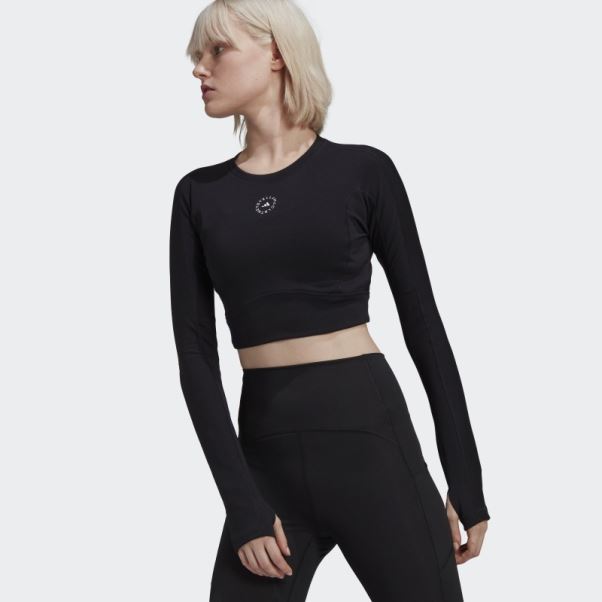 Adidas By Stella Mccartney Truestrength Cropped Manches Longues Noir Chaud
