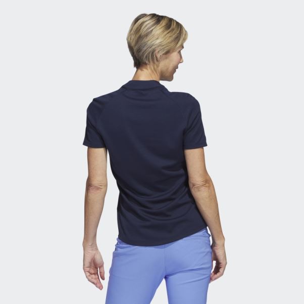 Polo De Golf Texturé Adidas Bleu Marine