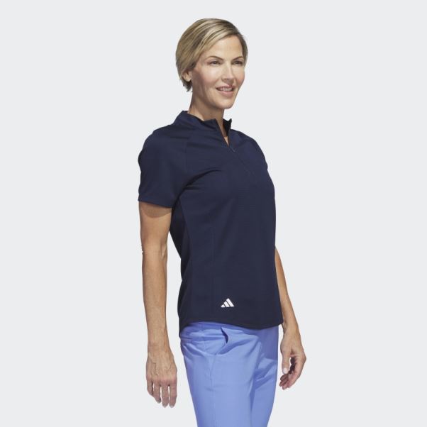 Polo De Golf Texturé Adidas Bleu Marine
