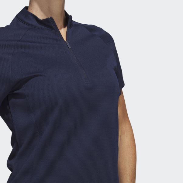Polo De Golf Texturé Adidas Bleu Marine