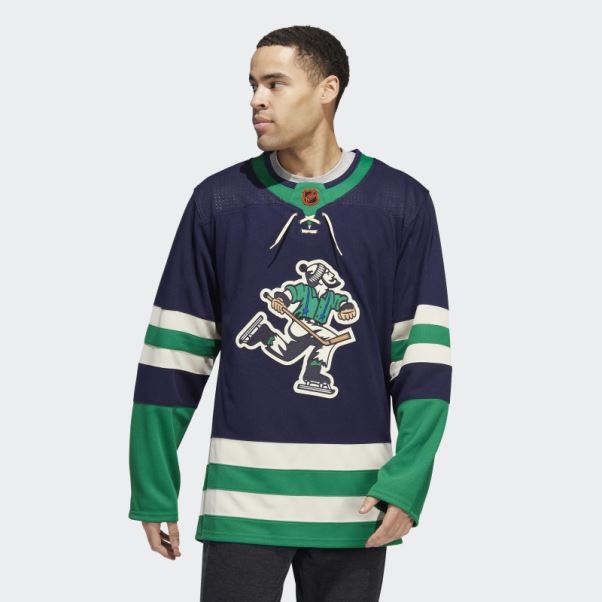 Maillot Adidas Bleu Marine 09 Ccm-sld Canucks Authentique Reverse Retro Wordmark