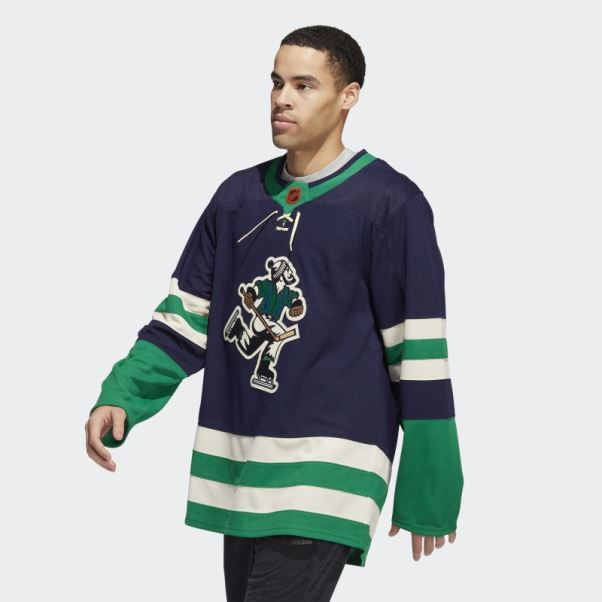 Maillot Adidas Bleu Marine 09 Ccm-sld Canucks Authentique Reverse Retro Wordmark