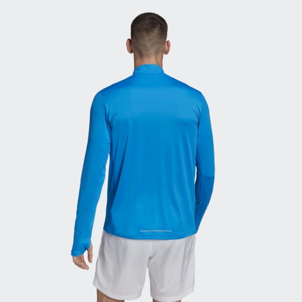 Adidas Possède La Course 1/2 Zip T-shirt à Manches Longues Bleu Rush