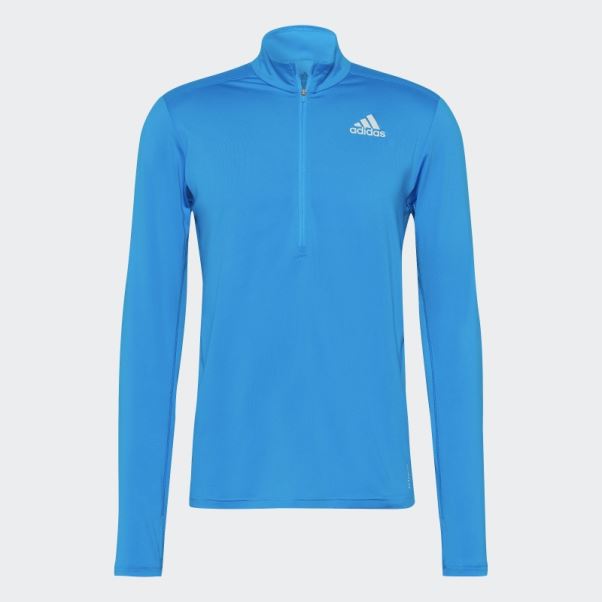 Adidas Possède La Course 1/2 Zip T-shirt à Manches Longues Bleu Rush