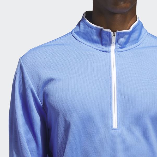 Adidas Pull Quart De Zip Bleu
