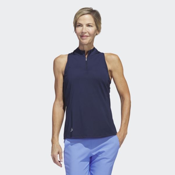 Adidas Polo Bleu Marine Sans Manches à Dos Nageur