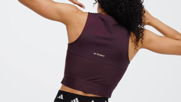 Crop Top D'entraînement Techfit Avec Bande Griffée Bordeaux Adidas