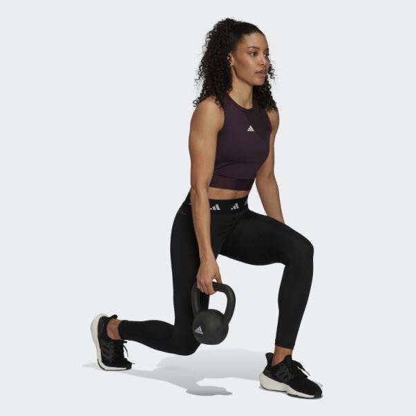 Crop Top D'entraînement Techfit Avec Bande Griffée Bordeaux Adidas