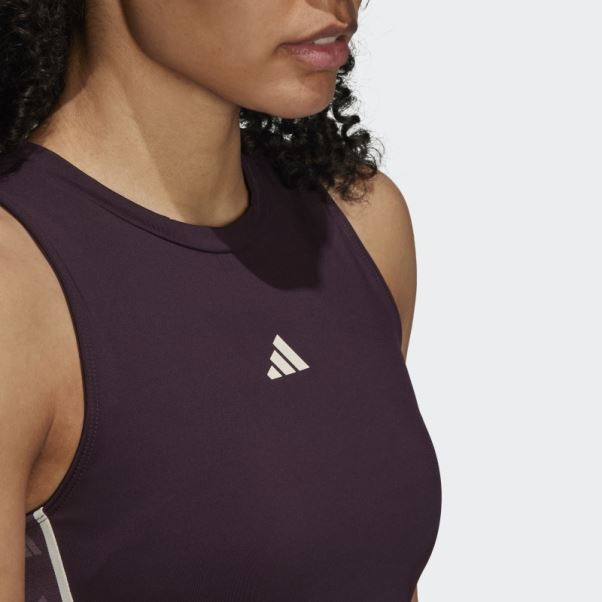 Crop Top D'entraînement Techfit Avec Bande Griffée Bordeaux Adidas