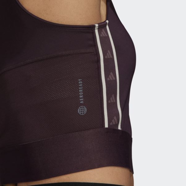 Crop Top D'entraînement Techfit Avec Bande Griffée Bordeaux Adidas
