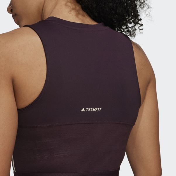 Crop Top D'entraînement Techfit Avec Bande Griffée Bordeaux Adidas