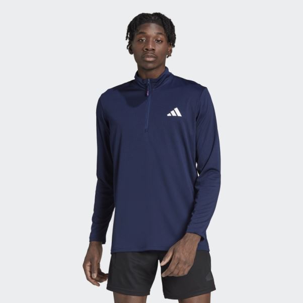 Train Essentials Entraînement Saisonnier 1/4-zip T-shirt à Manches Longues Adidas Bleu Foncé