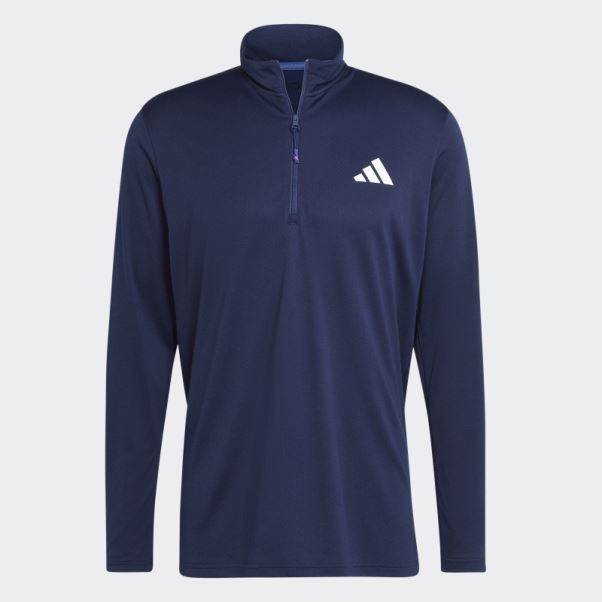 Train Essentials Entraînement Saisonnier 1/4-zip T-shirt à Manches Longues Adidas Bleu Foncé