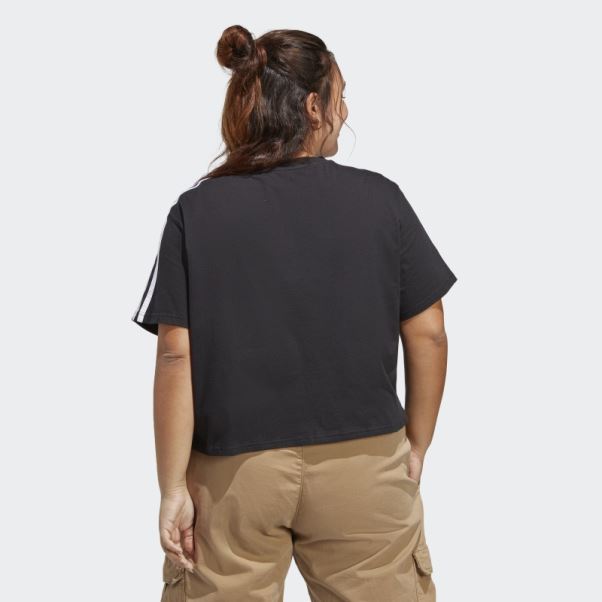 Crop Top En Jersey Simple à 3 Bandes Essentials (grande Taille) Adidas Noir