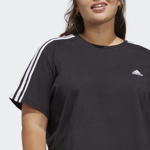 Crop Top En Jersey Simple à 3 Bandes Essentials (grande Taille) Adidas Noir