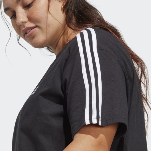 Crop Top En Jersey Simple à 3 Bandes Essentials (grande Taille) Adidas Noir