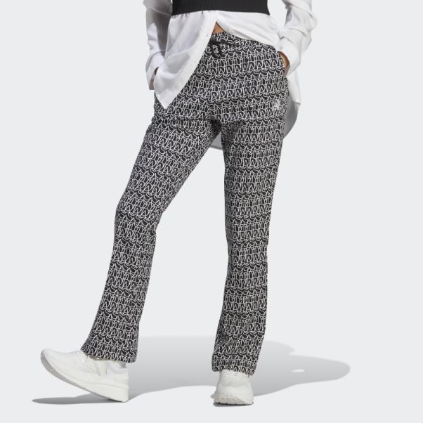 Pantalon évasé Graphique Taille Haute Adidas Allover Noir Chaud