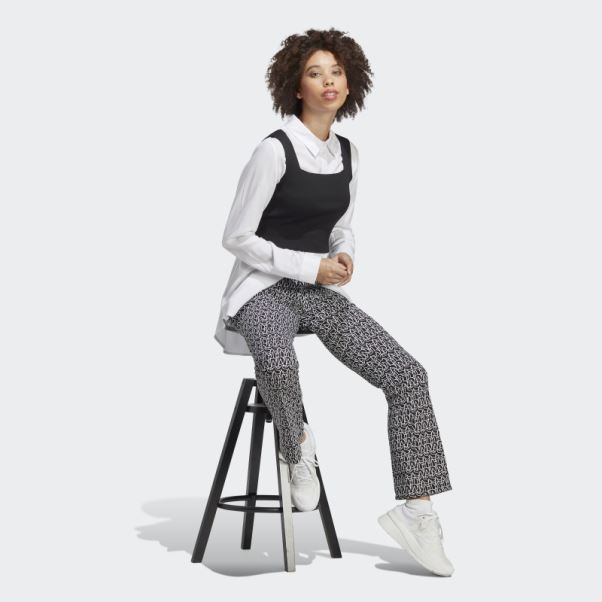Pantalon évasé Graphique Taille Haute Adidas Allover Noir Chaud