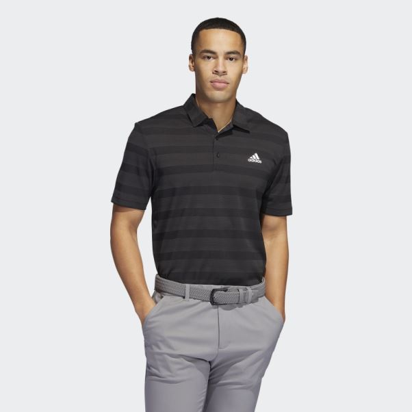 Polo Noir à Rayures Bicolores Adidas