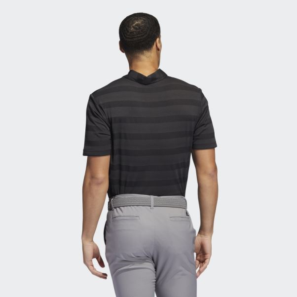 Polo Noir à Rayures Bicolores Adidas