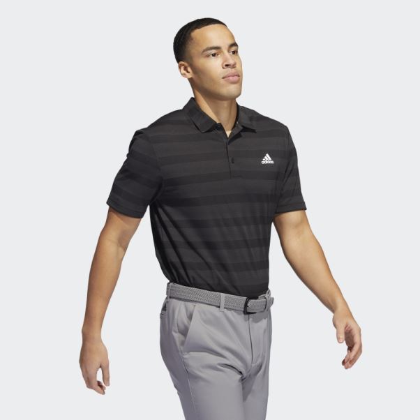 Polo Noir à Rayures Bicolores Adidas
