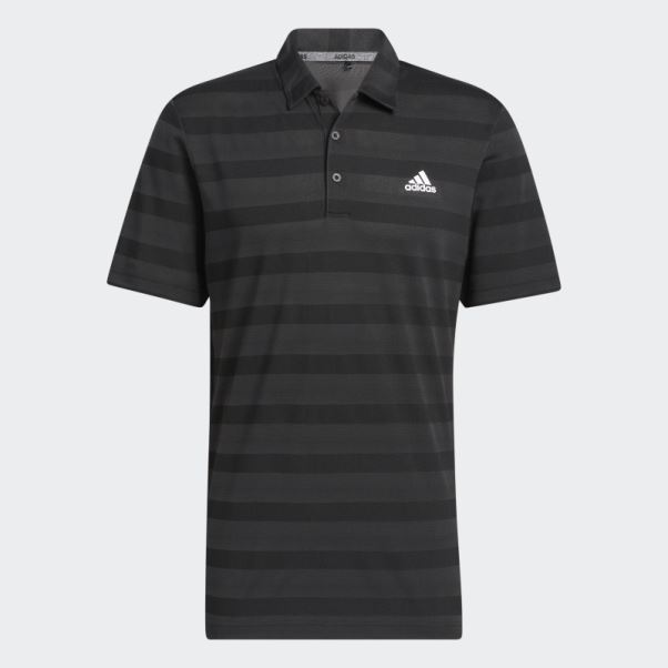 Polo Noir à Rayures Bicolores Adidas