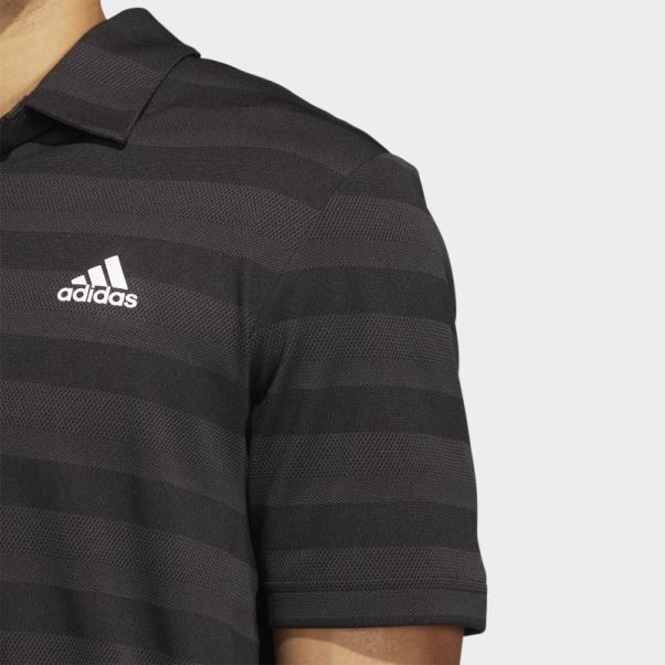 Polo Noir à Rayures Bicolores Adidas