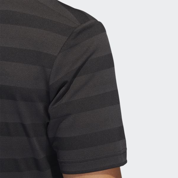 Polo Noir à Rayures Bicolores Adidas