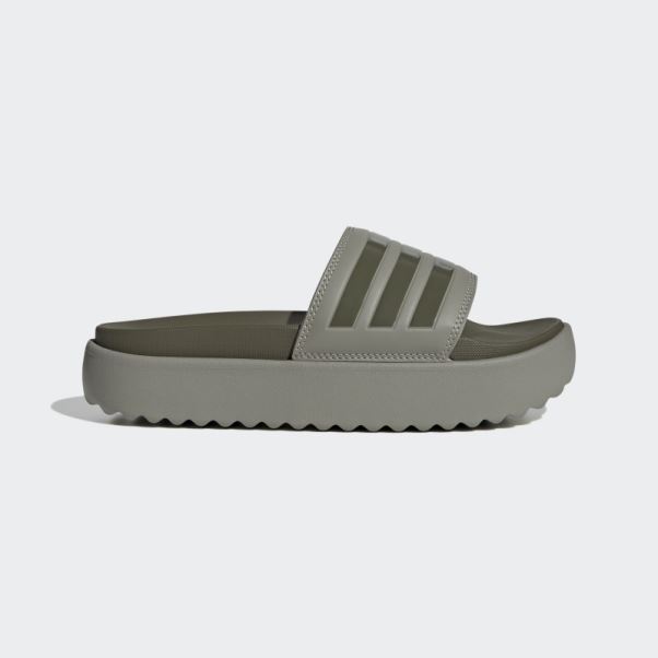 Adidas Adilette Plate-forme Diapositives Argent Galet