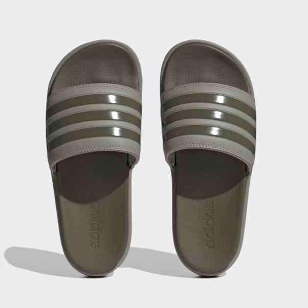 Adidas Adilette Plate-forme Diapositives Argent Galet