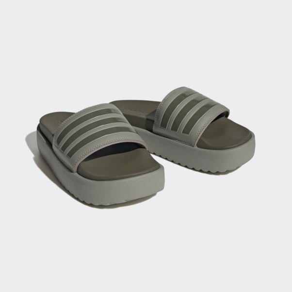 Adidas Adilette Plate-forme Diapositives Argent Galet
