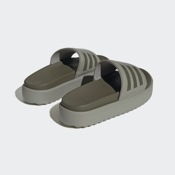 Adidas Adilette Plate-forme Diapositives Argent Galet