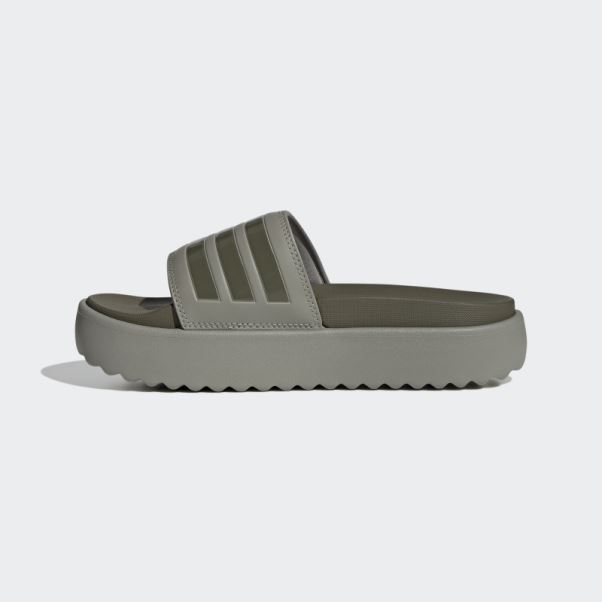 Adidas Adilette Plate-forme Diapositives Argent Galet