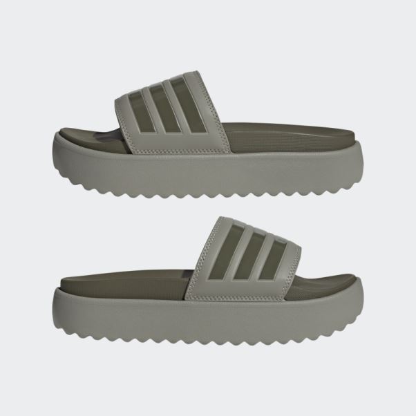 Adidas Adilette Plate-forme Diapositives Argent Galet