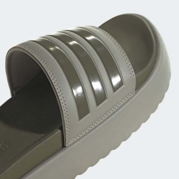 Adidas Adilette Plate-forme Diapositives Argent Galet