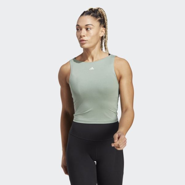 Yoga Studio Crop Débardeur Adidas Argent Vert